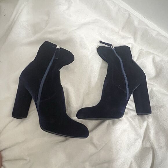 Steve Madden EDIT Ankle Boots Sz 8 Blue Velvet Side Zip Block Heel Party Y2K - Picture 9 of 9